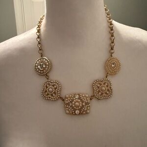 J. Crew Gold and Cream Beaded Necklace